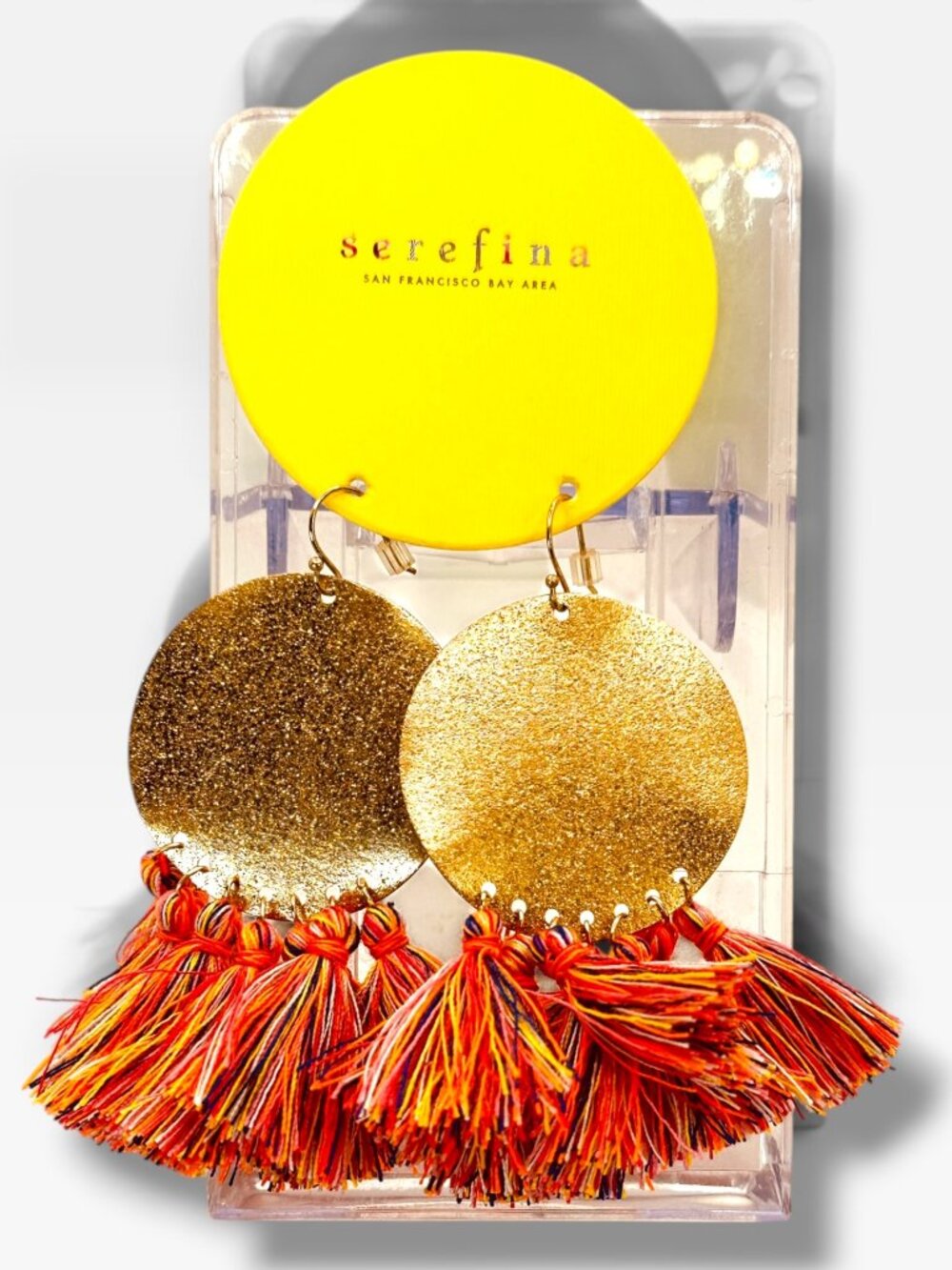 Serefina Gold Disc Earrings With Multicolor Tassels Bohemian Style Lightweight S